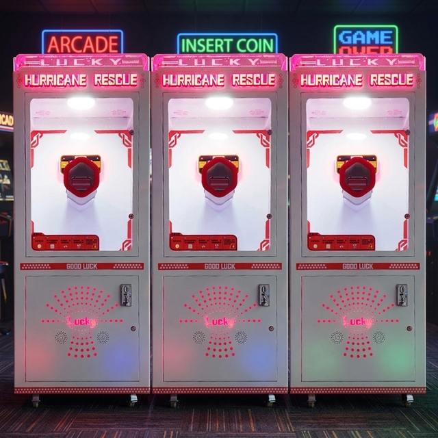 Coin Operated Mini Hurricane Rescue Catch Money Bills Skill Full Game Ticket Redemption Prize Metal Crane Arcade Game Machine
