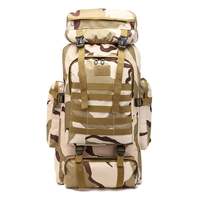 Sac à dos de randonnée tactique camouflage grande capacité 80L pour sports de plein air, camping et alpinisme