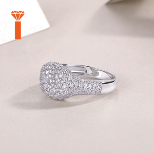 Bague Chevalière Dôme Pavée en Moissanite, Argent Sterling 925, Entièrement Pavée, Délicate et Minimaliste, Vente en Gros, pour Mariage - Product Image 5