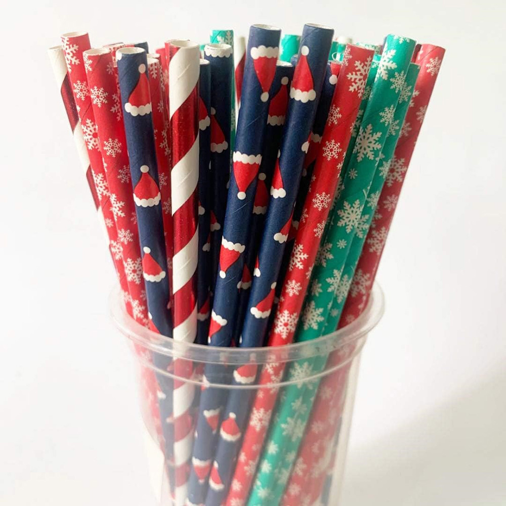 China Factory Customized Eco-friendly Biodegradable Striped Paper Drinking Straws Recycled Materials for Juice Party Crafts