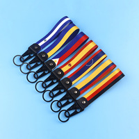 Pays drapeau bracelet sangle boucle tissé broderie voiture accessoires porte-clés Polyester Sublimation bracelet lanière porte-clés
