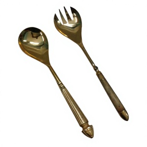 Ensemble de couverts en argent plaqué or, cuillère et fourchette, ensemble de 2 pièces de luxe, couverts en acier inoxydable à prix impressionnants - Product Image 1