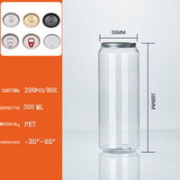 Boîtes de boisson en PET transparentes sans BPA de 250 ml/330 ml/350 ml/500 ml/650 ml/700 ml pour soda/jus, avec anneau de tirage personnalisé