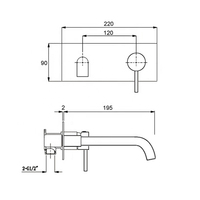 Robinet de lavabo mural 304 Ss, mitigeurs de haute qualité à deux poignées noir