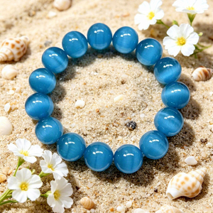 Bracelet extensible SOFIYA CRAFT tendance bleu géométrique en résine et alliage perlé pour femme – Idéal pour les soirées - Product Image 1
