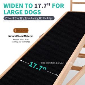 Escalera de madera para perros, escalera ajustable para mascotas, para uso en interiores, forma triangular con función de rascador de uñas. - Product Image 3