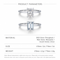 Bague en Moissanite à deux pierres taille Radiant émeraude 2CT 3CT en Argent Sterling S925 D VVS1 Hypoallergénique, Bijoux fins de promesse pour Femme