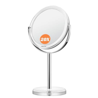 Miroir de maquillage de bureau Gmagic à double face, design marbré rond, cadre en fer, avec grossissement pour le maquillage quotidien