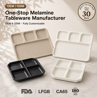 Plat à sauce carré à 4 compartiments de qualité alimentaire, aspect céramique, empilable, en mélamine, pour restaurant