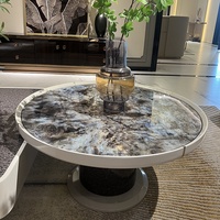 Table basse en bois massif et marbre, style postmoderne, luxe léger, avec espace de rangement, sans assemblage requis, design minimaliste italien pour