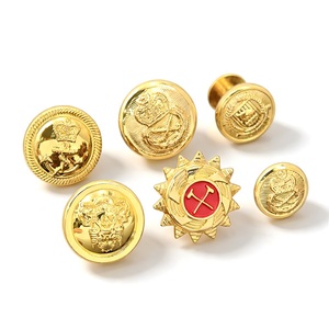 Gold Metal Shank <b>Buttons</b> with Embossed Logo Pattern Classic Round Design for Uniforms and Formal Wear - Product Image 2