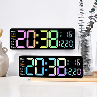 Reloj de Pared Electrónico de 13 Pulgadas para Decoración del Hogar, Reloj de Pared Inteligente LED de Arte Moderno para Cocina, Reloj de Pared Digital Grande de Lujo Analógico