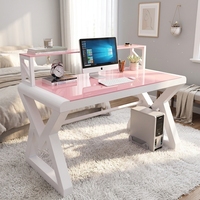 Bureau d'ordinateur de jeu personnalisé avec support pour écran, bureau d'ordinateur ergonomique rose, bureau d'ordinateur en verre, grand bureau d'ordinateur