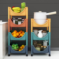 Étagère de rangement portable multi-niveaux en plastique pour jouets, à poser au sol, avec paniers à fruits et légumes