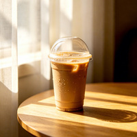 Gobelet jetable transparent à paroi simple pour boissons froides, café, jus, milkshake, 16 oz, avec couvercles plats, logo personnalisé