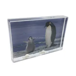 Acrylic water globe with 3d dolphin floater wholesale custom liquid floating photo frame