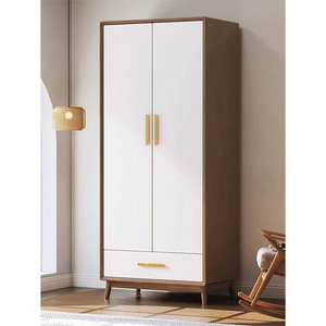 <b>White</b> <b>Solid</b> <b>Wood</b> <b>Wardrobe</b> Hinged Door 3 Drawers Space Saving Bedroom Storage Cabinet For Children Adults Elderly - Product Image 3