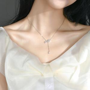2025 joyería de moda para mujer, collares con borlas y lazo, cadena de eslabones anudada <span class=keywords><strong>Sexy</strong></span>, <span class=keywords><strong>collar</strong></span> con colgante de gota de agua con lazo de diamante para mujer - Product Image 5