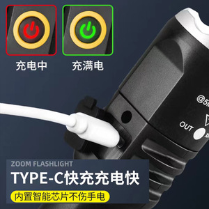 ไฟฉายซูมแบบพกพา LED แบตเตอรี่แบบชาร์จไฟได้อลูมิเนียมอัลลอยด์ไฟส่องสว่างกลางแจ้งพร้อมฟังก์ชั่นหรี่ไฟ - Product Image 3