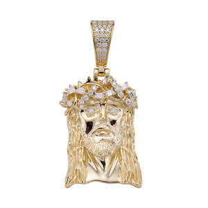 Hip Hop ince beyaz altın kaplama 925 ayar gümüş zümrüt 5A CZ taş Bling buzlu Out İsa parça kolye - Product Image 1