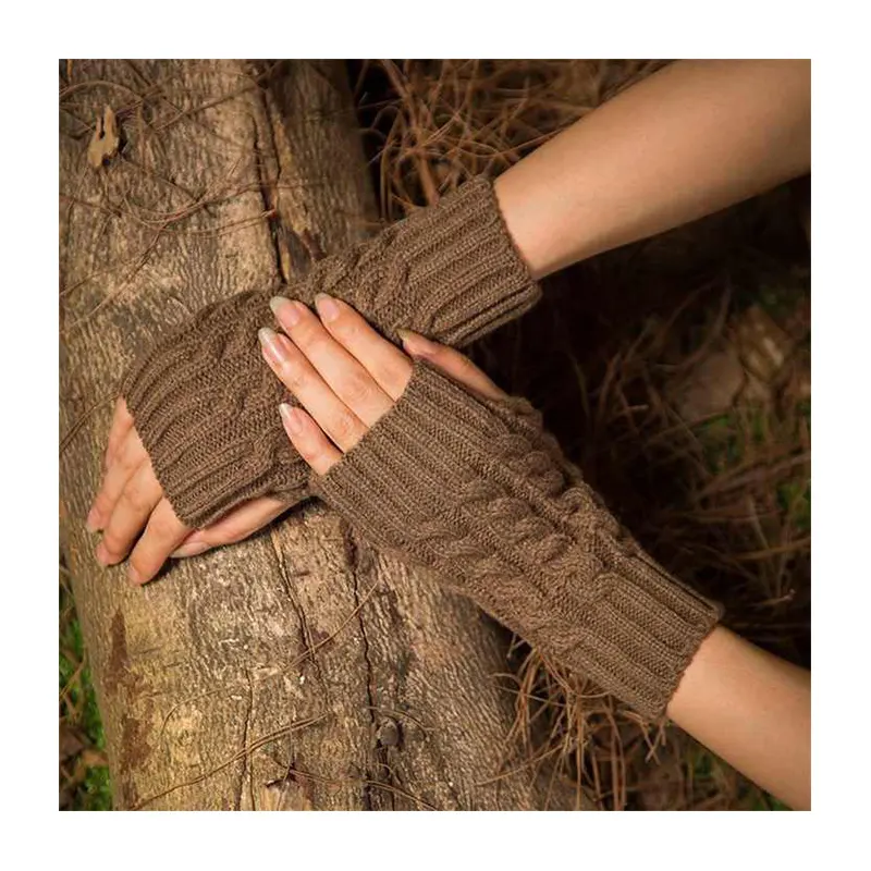 Luvas de braço aquecedor sem dedos, guantes de cabeleireiro para el inverno, de malha