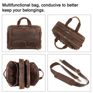 Bolsos de Cuero Crazy Horse para Hombre, Maletines de Cuero para Oficina, Bolsos de Mensajero de Cuero, Bolsos de Abogado, Maletines de Cuero Genuino para Hombre - Product Image 4