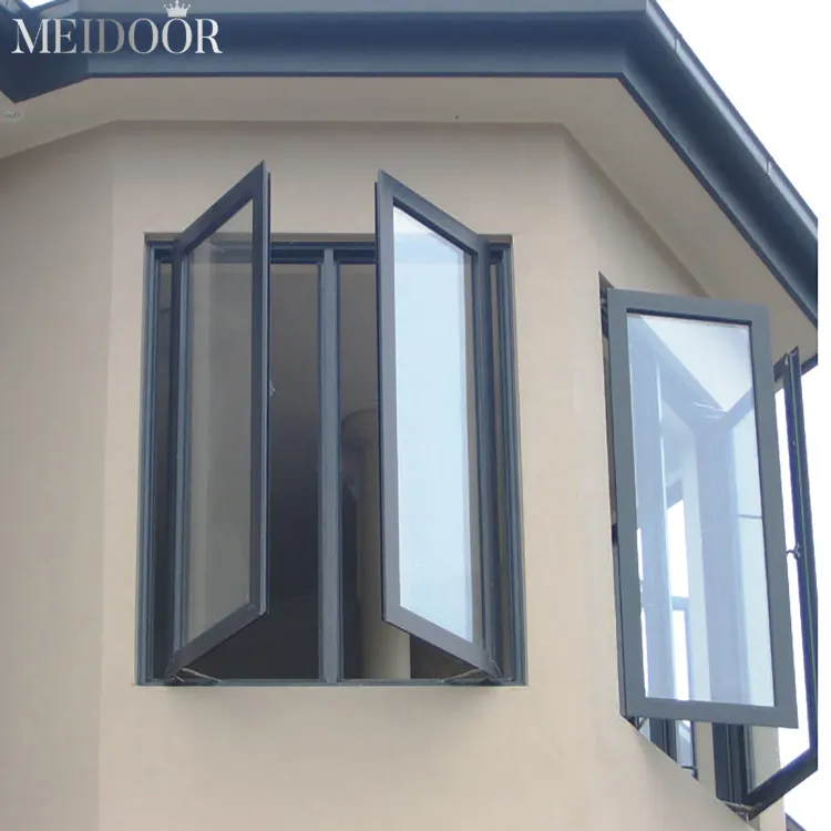 Security Aluminum Alloy Frame Powder Coating Surface Color Sash French Aluminum 4 Panels Casement Window