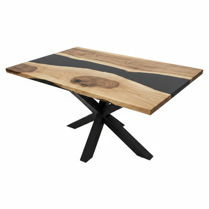 Epoxy Resin Acacia Wood Coffee <b>Tabletop</b>-Handmade Live Edge Design-Luxury Classic Diwali Gift-Waterproof Black Resin <b>Tabletop</b> - Product Image 2