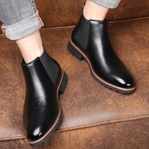 <span class=keywords><strong>Bottes</strong></span> <span class=keywords><strong>Chelsea</strong></span> en <span class=keywords><strong>cuir</strong></span> synthétique pour hommes, semelle épaisse, antidérapantes, avec bande élastique, pour le travail, les occasions décontractées et le quotidien - Product Image 2