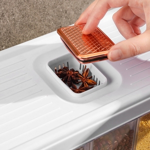 मल्टी ग्रिड चावल भंडारण कंटेनर रसोई अनाज डिस्पेंसर बॉक्स एयरटाइट ढक्कन के साथ - Product Image 5