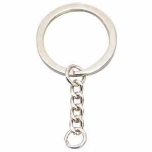 Wholesale Factory 25mm 30mm <b>Keyring</b> With Chain DIY Hardware Keychain Accessory Silver Nickel Plating Flat <b>Keyring</b> Split Key <b>Ring</b> - Product Image 1