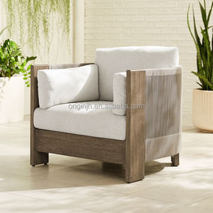Katı tik dış mekan mobilyaları yarım yuvarlak arkalığı tüm hava rattan bahçe modern ahşap sandalye açık - Product Image 3