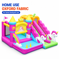 Château Gonflable Thème Princesse Licorne OEM ODM avec Toboggan, en Tissu Oxford, Facile à Installer pour Fêtes d'Enfants en Jardin, Vente en Gros