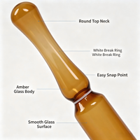 Ampoule en verre ambré 1ml 3ml 5ml, flacon en verre borosilicate à col rond, flacon vide à fermeture facile, vente en gros