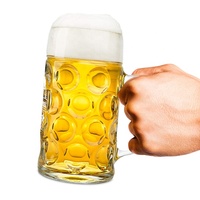 Chope à bière en plastique transparent de 500 ml avec poignée, style Oktoberfest, pour congélateur, sans fossettes