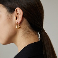 Boucles d'oreilles géométriques épaisses en acier inoxydable, style minimaliste, texture haute qualité, vente en gros, pour femmes