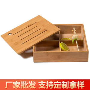 Caja de almacenamiento de bambú rectangular hecha a mano con tapa para pasteles de luna y regalos. - Product Image 2