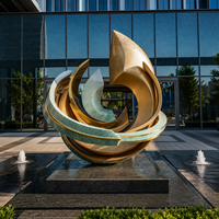 Estatua de Bronce Abstracta Contemporánea Personalizada, Pieza de Arte Metálico Hecha a Mano a Gran Escala para Decoración de Sede Corporativa y Parques