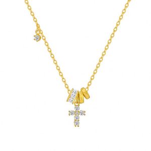 Dylam Unique Personalized Fine Jewelry 925 Silver 18K Gold Plated Link Chain 5A CZ Zirconia Cross <b>Circle</b> <b>Rings</b> Pendant Necklace - Product Image 1