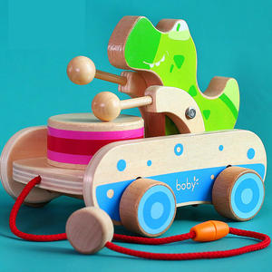 Carrito de madera personalizado para bebé, juguete educativo para niños con tambor de <span class=keywords><strong>cocodrilo</strong></span>, extraíble - Product Image 3