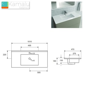 TOD-100LB Kamalu 100cm mobili da bagno con carcassa in PVC lavabo in ceramica lavabo porte - Product Image 4