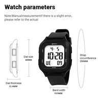 Jam Tangan Olahraga Digital Pria Layar Persegi Besar Tahan Air 30M Anti Guncangan Stopwatch Profesional Alarm Senyap Baterai 2 Tahun OEM