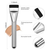 BEAUTYFACTOR Pinceau plat premium pour fond de teint, spatule de maquillage coréenne, pinceau facial pour fond de teint liquide et crème (Argent)