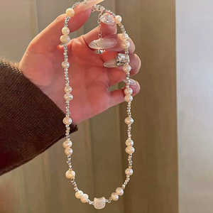 Collar Delicado con Diseño de Fritillaria y Cuentas para Mujer, Marca WENCHI, con Perlas Naturales de Agua Dulce y Cadenas de Diamantes, Estilo Geométrico - Product Image 6