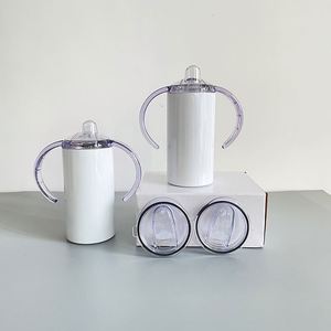 Gobelets à bec verseur sans couture blancs vierges de 12 oz pour sublimation DIY, pour enfants et bébés, entrepôt USA - Product Image 1