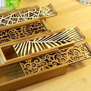 Simple desktop <b>storage</b> wooden <b>box</b> with <b>drawer</b> design, hollowed-out carving, multi-purpose wooden <b>storage</b> <b>box</b>, incense <b>box</b> - Product Image 2