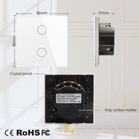Interrupteur mural intelligent WiFi tactile 2 voies, compatible avec l'application Tuya Smart Life, en blanc ou noir, Max. Courant 10A compatible UE/Royaume-Uni