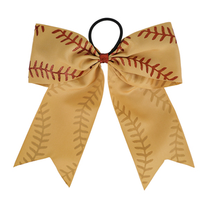 Attache-cheveux personnalisée faite à la main pour filles, style cheerleader, pour softball, sport, football, avec nœud en ruban gros-grain pailleté - Product Image 6