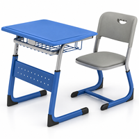 Ensemble de bureau et chaise d'école moderne, écologique et durable pour les élèves du primaire, bureau en bois réglable