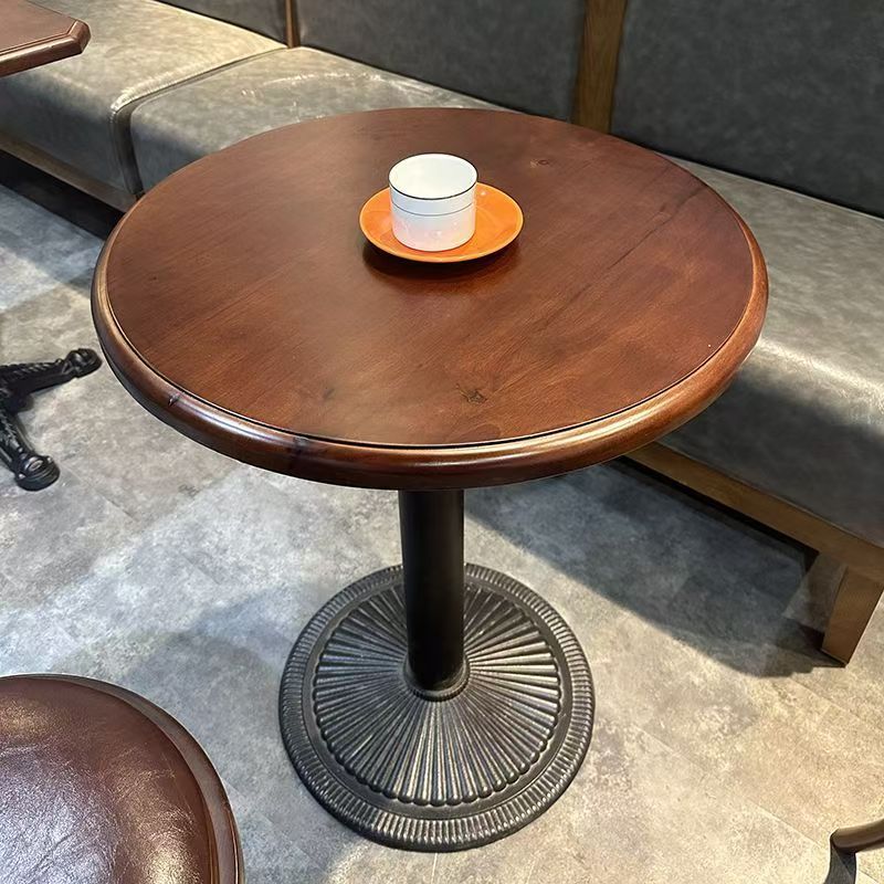 Mesa redonda de madera maciza con forma de crisantemo, 60*60*75 cm.